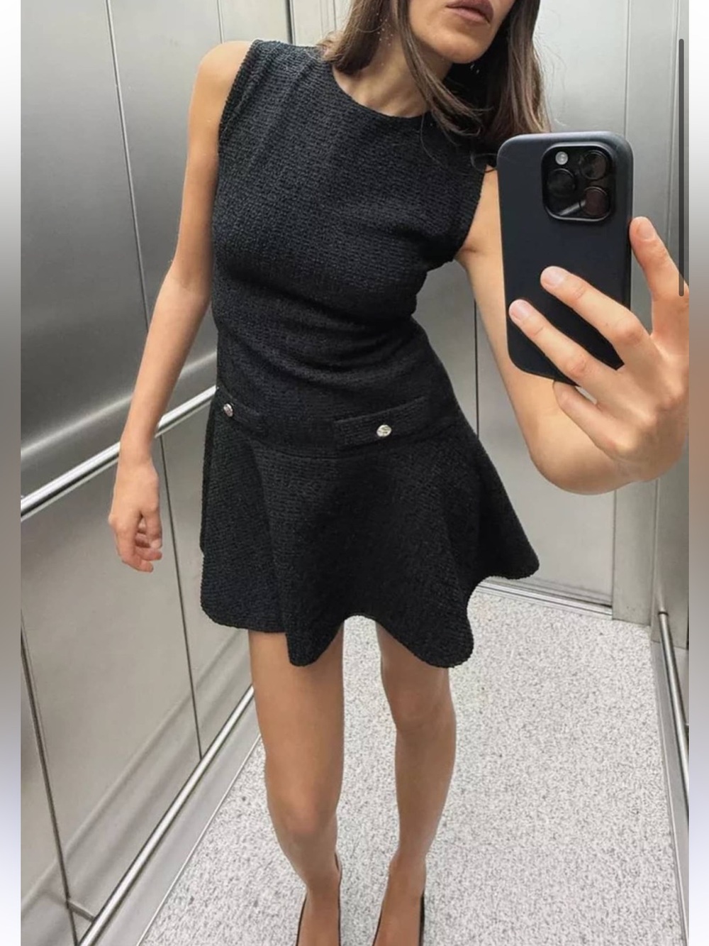 Zara black Textured Short Dress